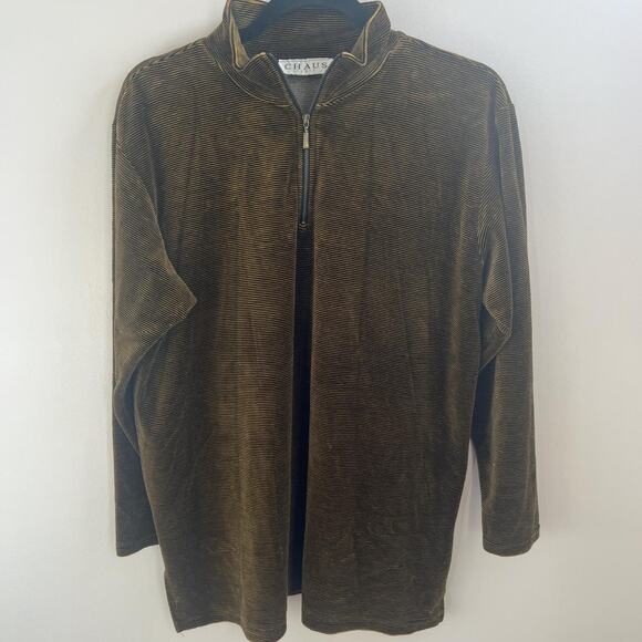 Chaus Other - Chaus sport golden brown and black striped men’s shirt medium
